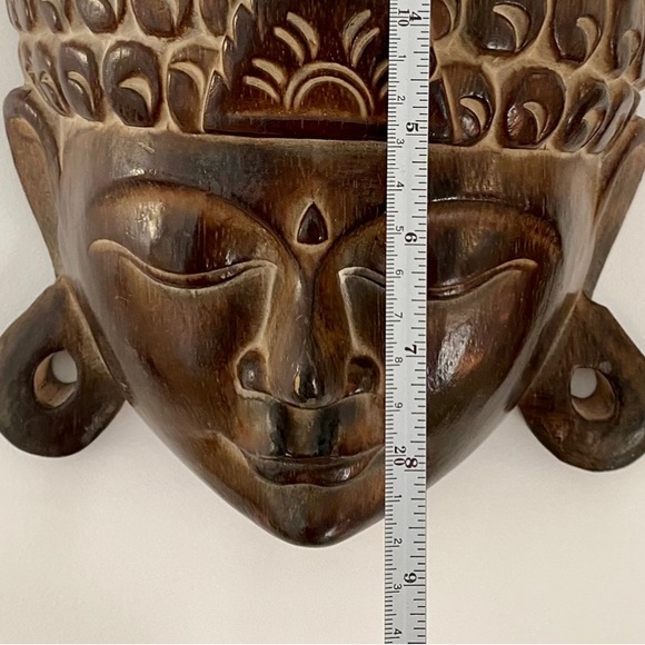 Vintage Tibet Buddha Wood Carved Mask - Picture 6 of 7